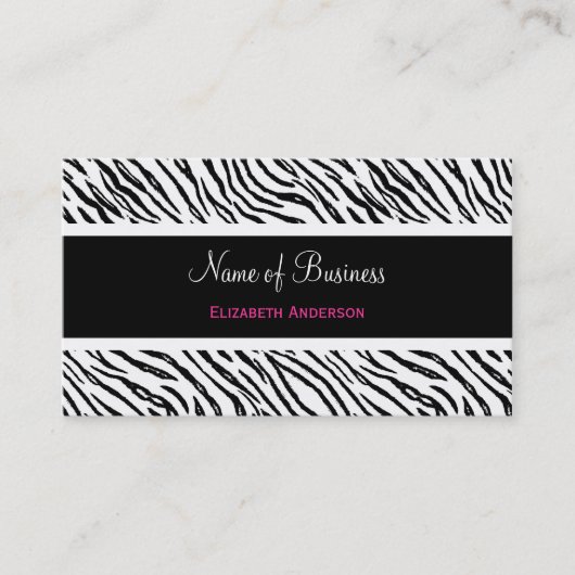 トレンディー白黒タイガーストライプズピンク名 名刺 (正面)