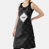 トレンディー白黒タータンチェックパーソナル化モノグラム エプロン (インサイチュ)