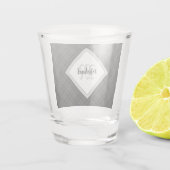 トレンディー白黒タータンチェックパーソナル化モノグラム ショットグラス (裏面)