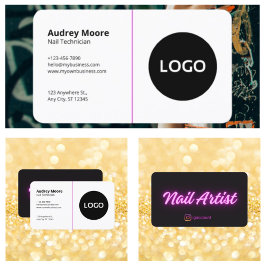 トレンディー白黒テンプレートネイリスト 名刺