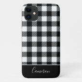 トレンディー白黒バッファロープレイドパーソナライズされた Case-Mate iPhoneケース (裏面)
