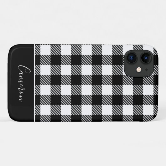 トレンディー白黒バッファロープレイドパーソナライズされた Case-Mate iPhoneケース (裏面(横))