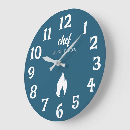トレンディー白黒パーソナライズされた名シェフ ラージ壁時計 (傾斜)