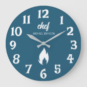 トレンディー白黒パーソナライズされた名シェフ ラージ壁時計 (正面)