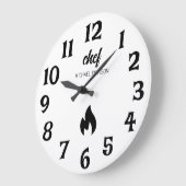 トレンディー白黒パーソナライズされた名シェフ ラージ壁時計 (傾斜)