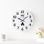 トレンディー白黒パーソナライズされた名シェフ ラージ壁時計 (ホーム)