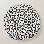 トレンディー白黒ヒョウ印刷パターン ラウンドクッション (裏面)