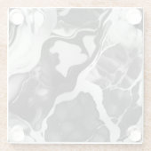 トレンディー白黒フェイク大理石 ガラスコースター (裏面)