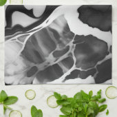 トレンディー白黒フェイク大理石 キッチンタオル (折り畳み)