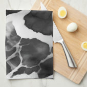トレンディー白黒フェイク大理石 キッチンタオル (四つ折り)