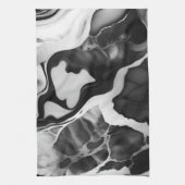 トレンディー白黒フェイク大理石 キッチンタオル (縦)