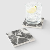 トレンディー白黒フェイク大理石 ストーンコースター (横)