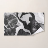 トレンディー白黒フェイク大理石 バスタオルセット (ハンドタオル)