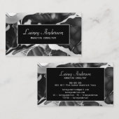 トレンディー白黒フェイク大理石 名刺 (正面/裏面)