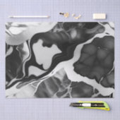 トレンディー白黒フェイク大理石 薄葉紙 (クラフト)