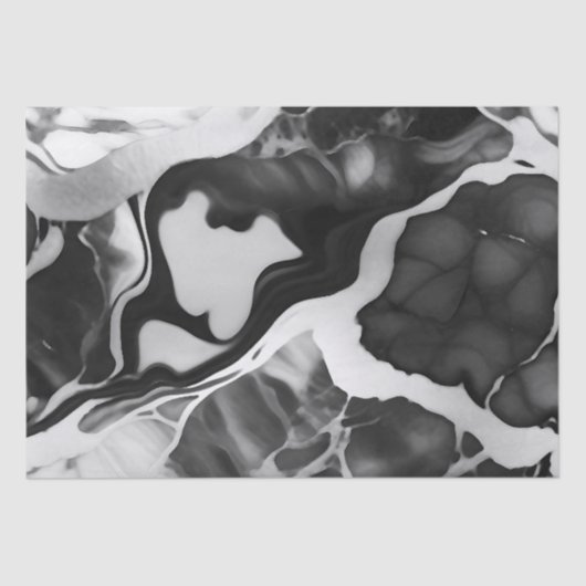 トレンディー白黒フェイク大理石 薄葉紙 (正面)