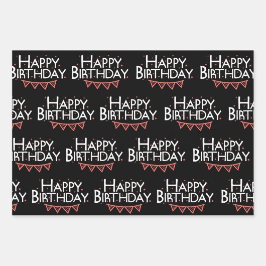 トレンディー白黒フォトコラージュ18誕生日 ラッピングペーパーシート (正面3)