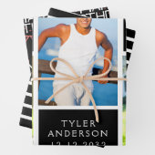 トレンディー白黒フォトコラージュ18誕生日 ラッピングペーパーシート (インサイチュ)