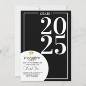 トレンディー白黒フォト卒業招待状 招待状 (正面)