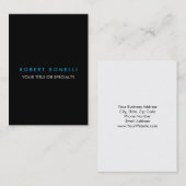 トレンディー白黒ブルーミニマリストプレーン 名刺 (正面/裏面)