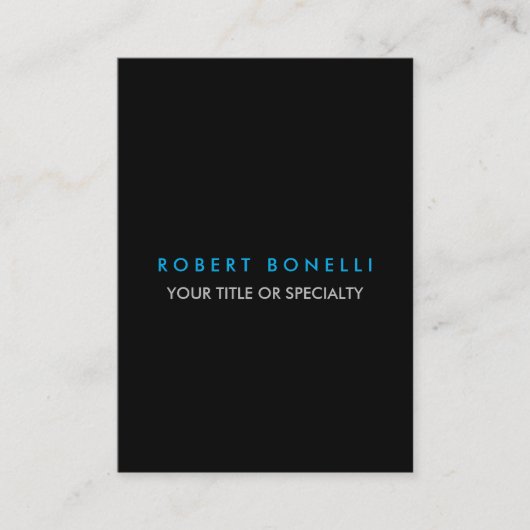 トレンディー白黒ブルーミニマリストプレーン 名刺 (正面)