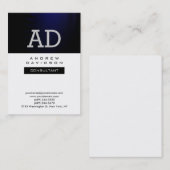 トレンディー白黒ブルーモノグラム名刺 名刺 (正面/裏面)