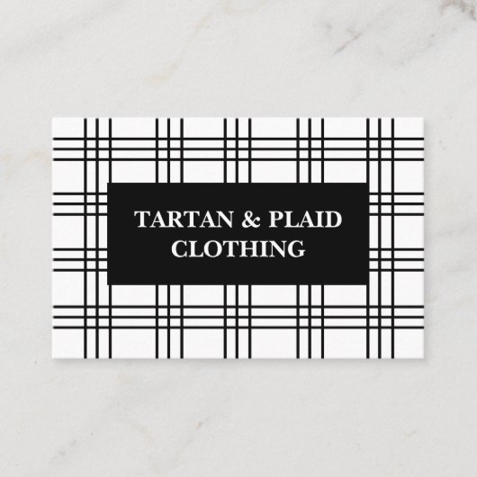 トレンディー白黒プレイドタータンチェッククラシック 名刺 (正面)