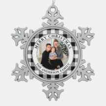 トレンディー白黒プレイドメリークリスマス