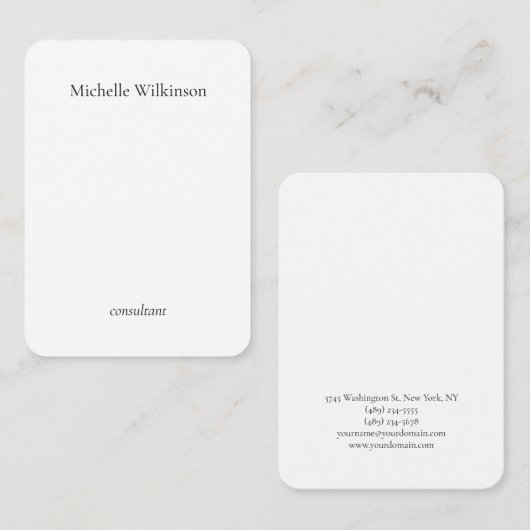 トレンディー白黒プレーンクリエイティブミニマリスト 名刺 (正面/裏面)