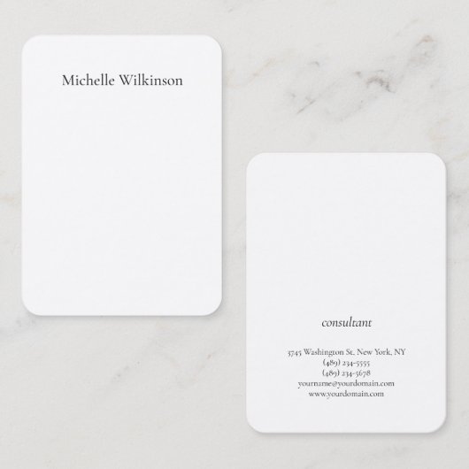 トレンディー白黒プレーンクリエイティブミニマリスト 名刺 (正面/裏面)