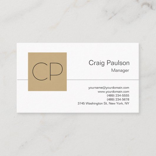 トレンディー白黒ベージュモノグラム名刺 名刺 (正面)