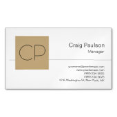 トレンディー白黒ベージュモノグラム マグネット名刺 (正面)