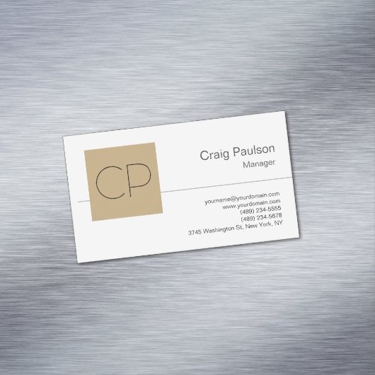 トレンディー白黒ベージュモノグラム マグネット名刺 (インサイチュ)