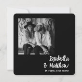 トレンディー白黒ボウデート結婚カードを保存 セーブザデート (裏面)