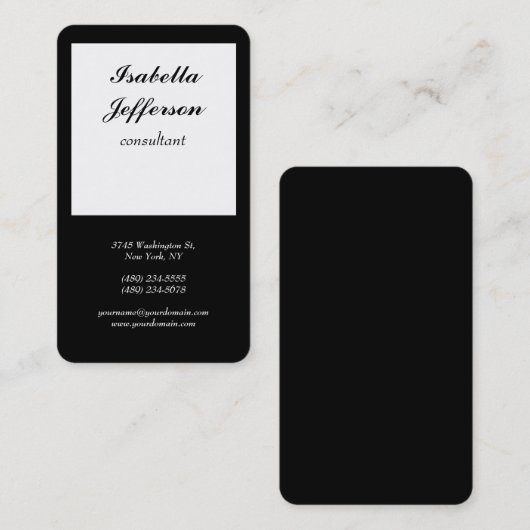トレンディー白黒モダンミニマルプロフェッショナル 名刺 (正面/裏面)