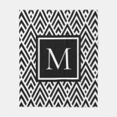 トレンディー白黒モノグラム矢印ダイヤモンドパターン フリースブランケット (正面)