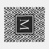 トレンディー白黒モノグラム矢印ダイヤモンドパターン フリースブランケット (正面(横))