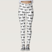 トレンディー白黒ラブタイポグラフィ レギンス (正面)