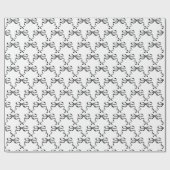 トレンディー白黒リボン弓 ラッピングペーパー (フラット)