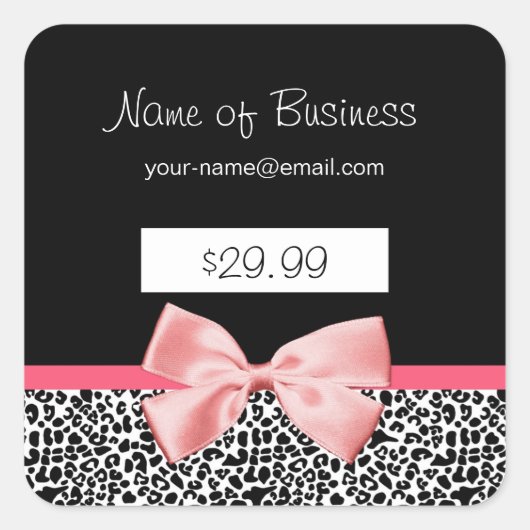 トレンディー白黒レオパード印刷価格ラベル スクエアシール (正面)