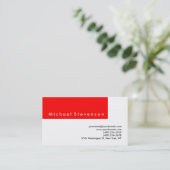 トレンディー白黒レッドストライプビジネスカード 名刺 (スタンド正面)