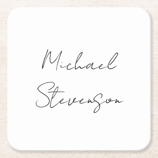 トレンディー白黒手書きミニマリスト スクエアペーパーコースター (正面)