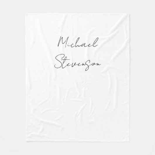 トレンディー白黒手書きミニマリスト フリースブランケット (正面)