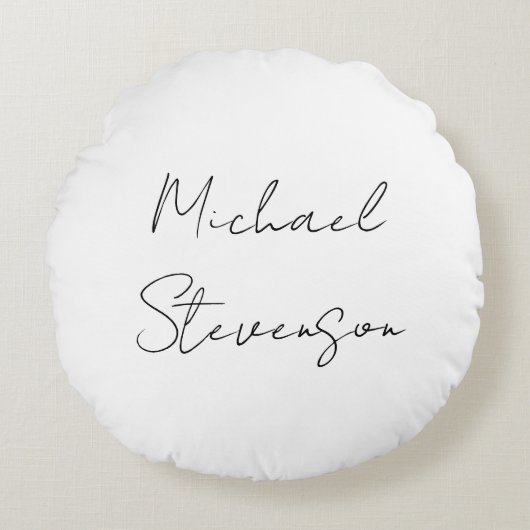 トレンディー白黒手書きミニマリスト ラウンドクッション (正面)