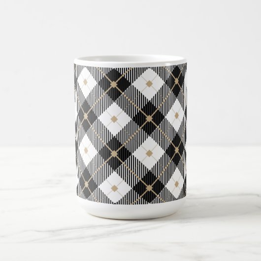 トレンディー白黒格子模様 コーヒーマグカップ (中央)