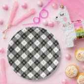 トレンディー白黒格子模様 ペーパープレート (パーティー)