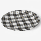 トレンディー白黒格子模様 ペーパープレート (アングル)