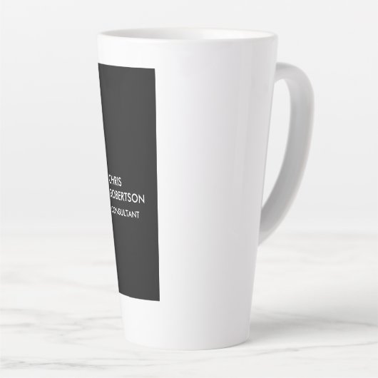 トレンディー白黒縦型ユニーク名刺 カフェラテマグ (右アングル)