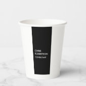 トレンディー白黒縦型ユニーク名刺 紙コップ (正面)