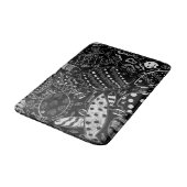 トレンディー白黒魚お洒落柄 バスマット (アングル)